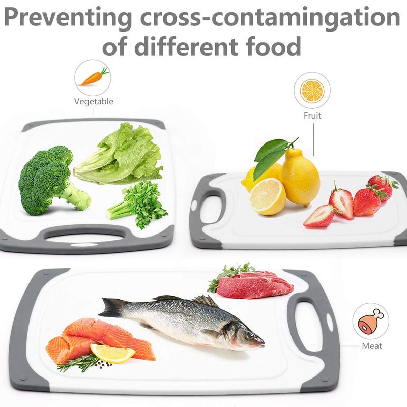 Rottogoon Cutting Boards for Kitchen, Plastic Chopping Board Set of 4 with Non-Slip Feet and Deep Drip Juice Groove, Easy Grip Handle, Dishwasher Safe, BPA Free, Non-porous Mint - Image 3